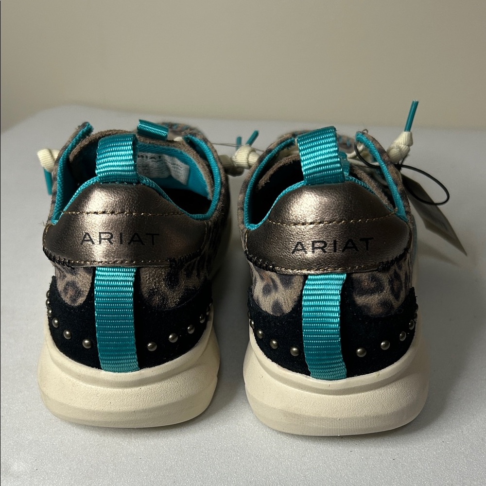 Ariat Hilo Studs Neutral Leopard Sneakers with Teal Accents size 6 1/2 - Picture 2 of 7